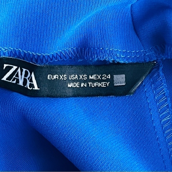 ZARA electric blue front crossover cropped blouse long sleeve keyhole size XS - Picture 10 of 15